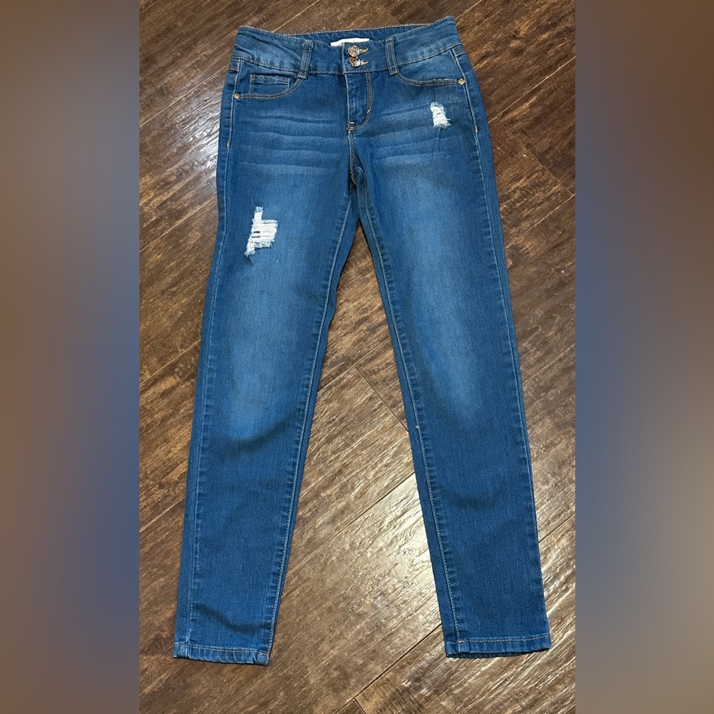 Beautees Distressed Denim Blue Jeans Girls 12